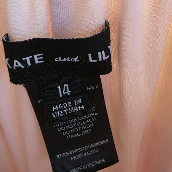 Women's Pink Floral Midi Dress with Long Sheer Sleeves - Picture 2 of 7